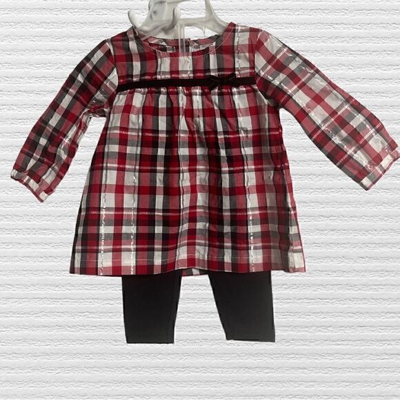 Carters Two Piece Infant Plaid Bow Top Outfit - Picture 1 of 4